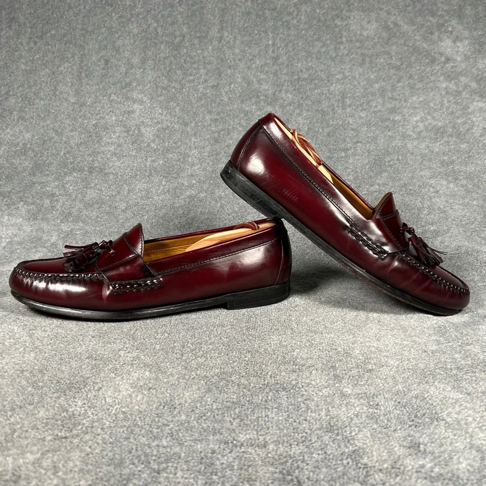 Cole Haan Mens Burgundy Leather Tassel Loafers 10.5 D 03507 Dress Shoes
